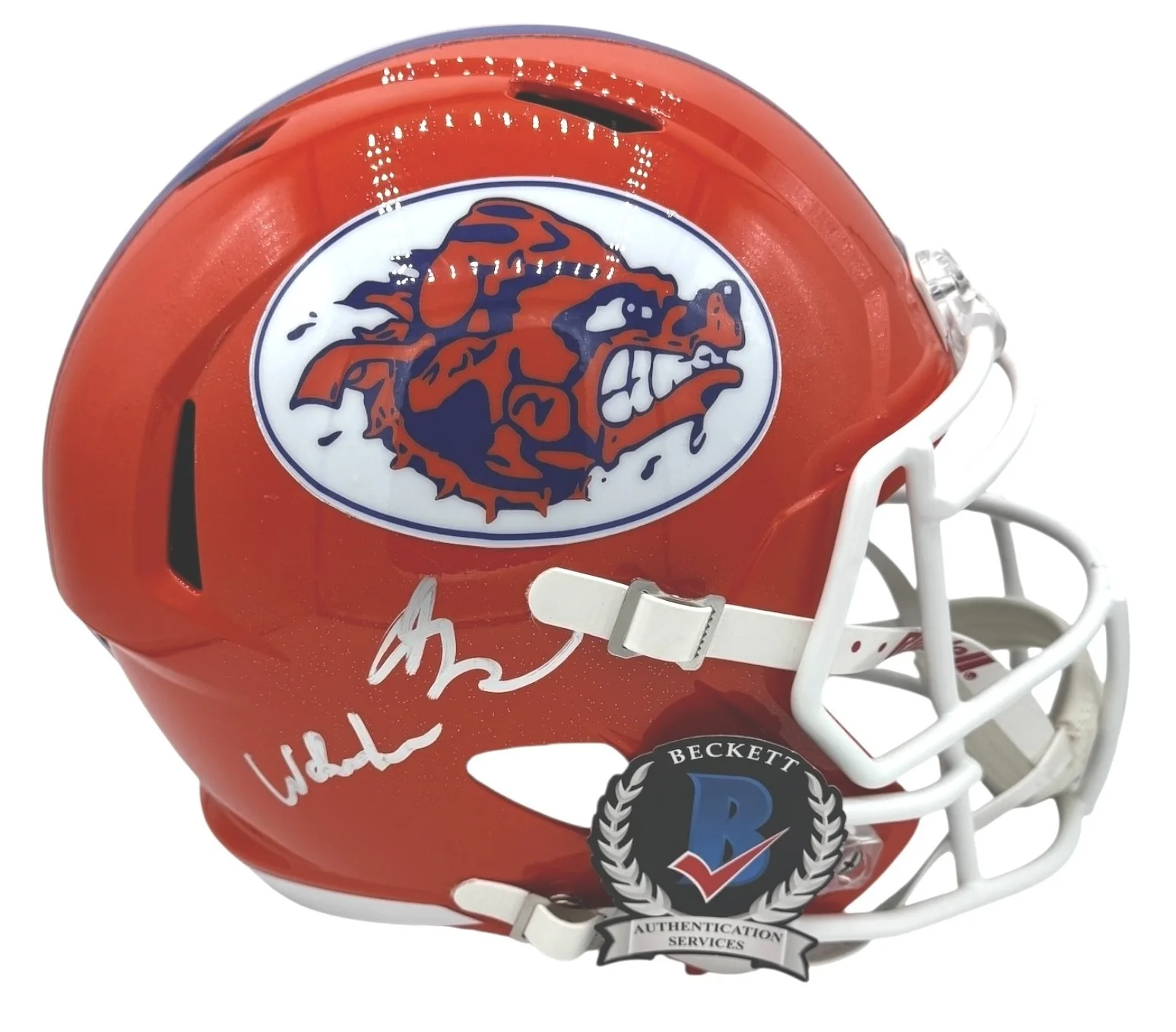 ADAM SANDLER — ADAM SANDLER SIGNED AUTOGRAPH THE WATERBOY MUD DOGS FULL SIZE HELMET BECKETT BAS, изображение 2