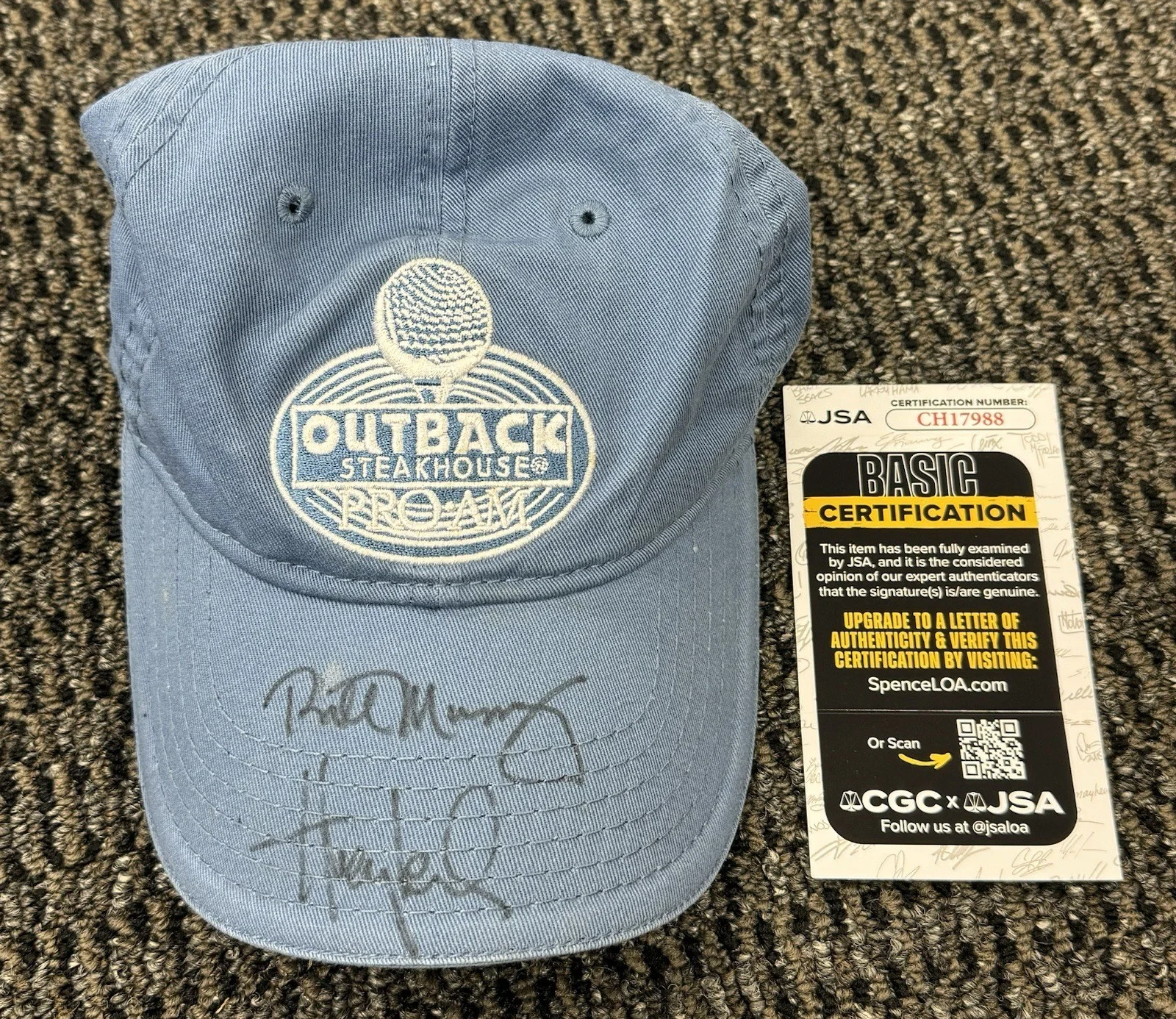 Bill Murray & Huey Lewis — Bill Murray & Huey Lewis Dual Signed Autograph Outback Steakhouse Hat JSA COA