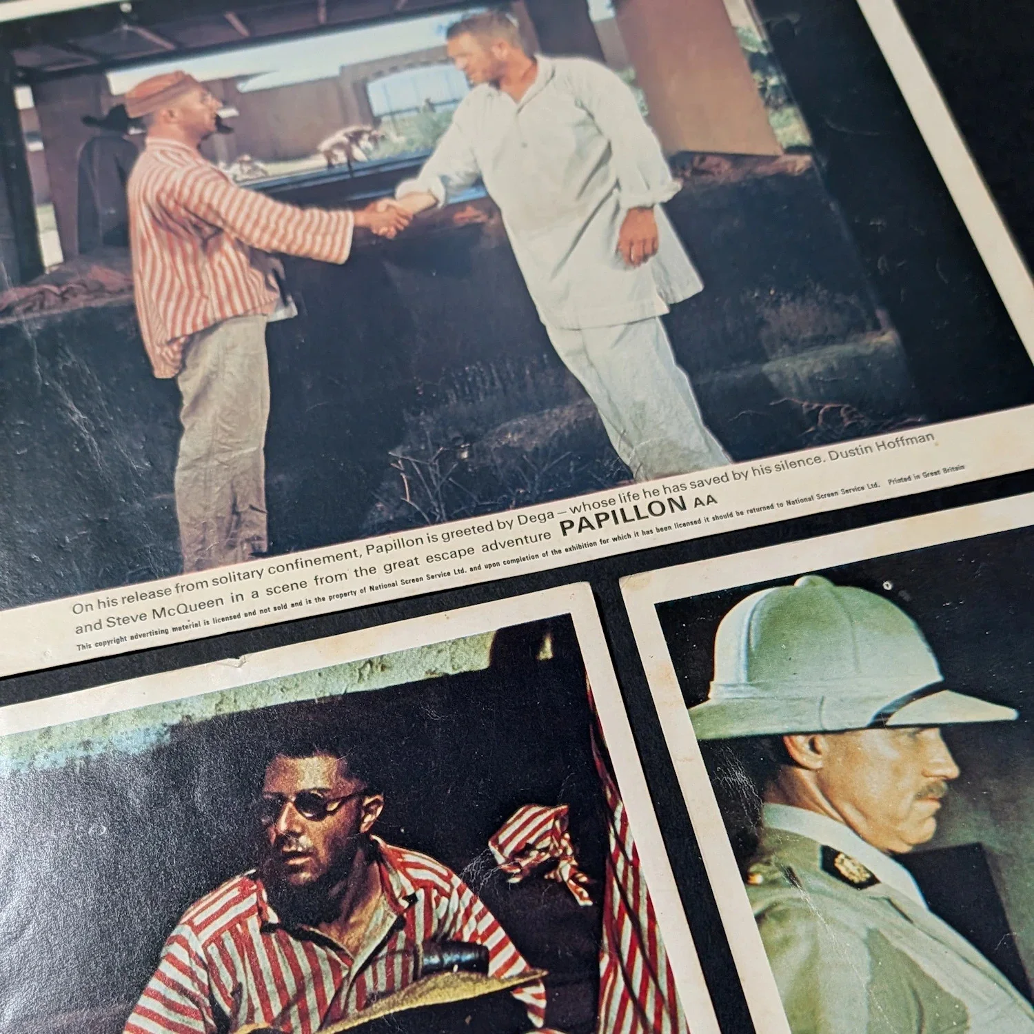 PAPILLON (1973) *THREE* Vintage UK Front of House Lobby Cards ft. Steve McQueen!, изображение 2