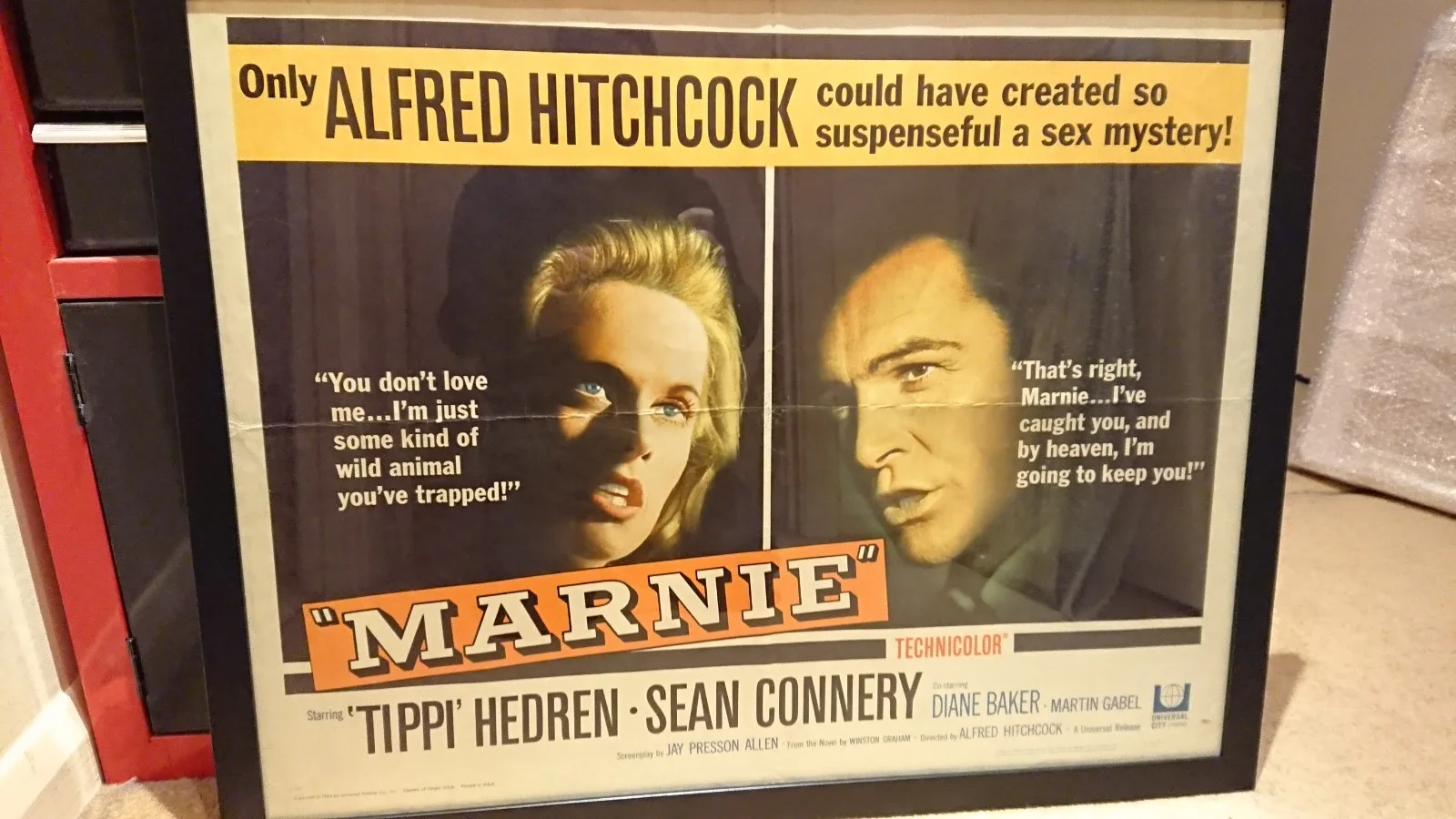 Original 1964 Marnie US Half Sheet Film Poster, Alfred Hitchcock, Superb Graphic, изображение 3