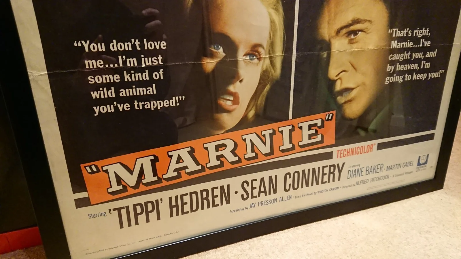 Original 1964 Marnie US Half Sheet Film Poster, Alfred Hitchcock, Superb Graphic, изображение 5