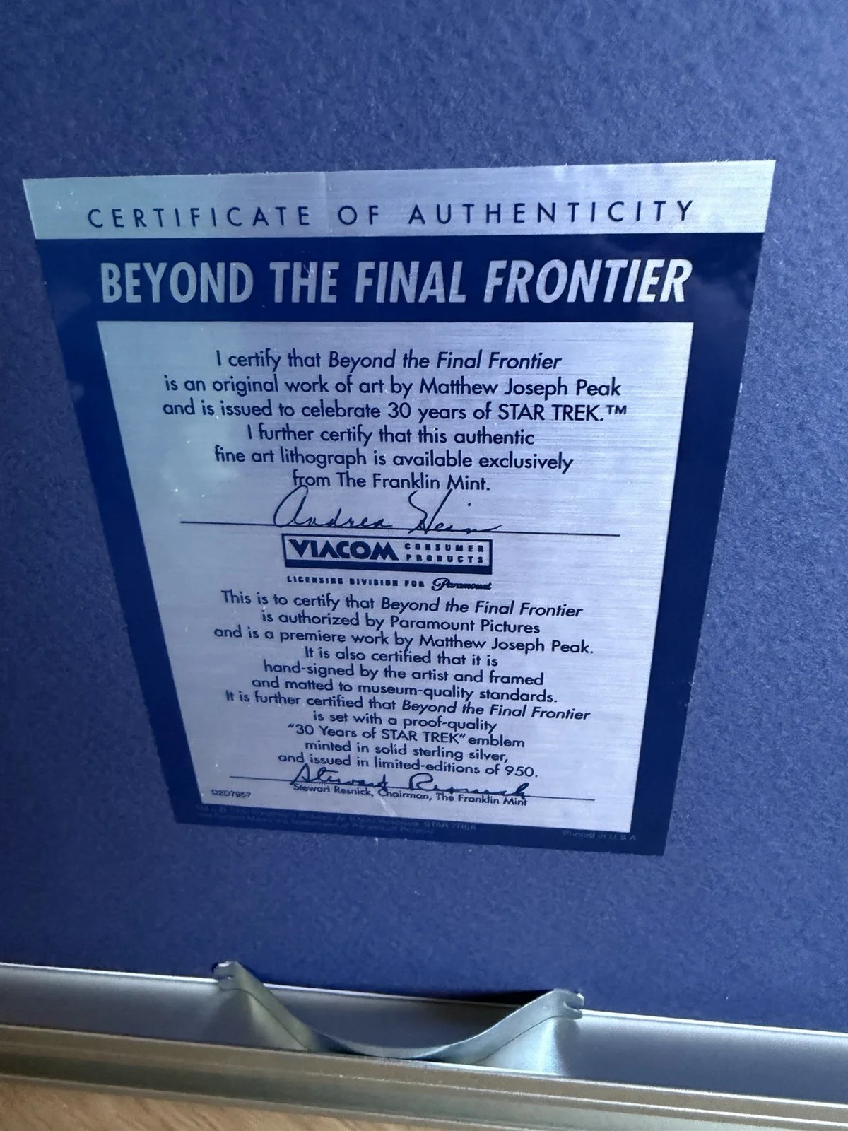 STAR TREK Ltd Edition Framed Artwork Beyond Final Frontier Franklin Mint, image 4