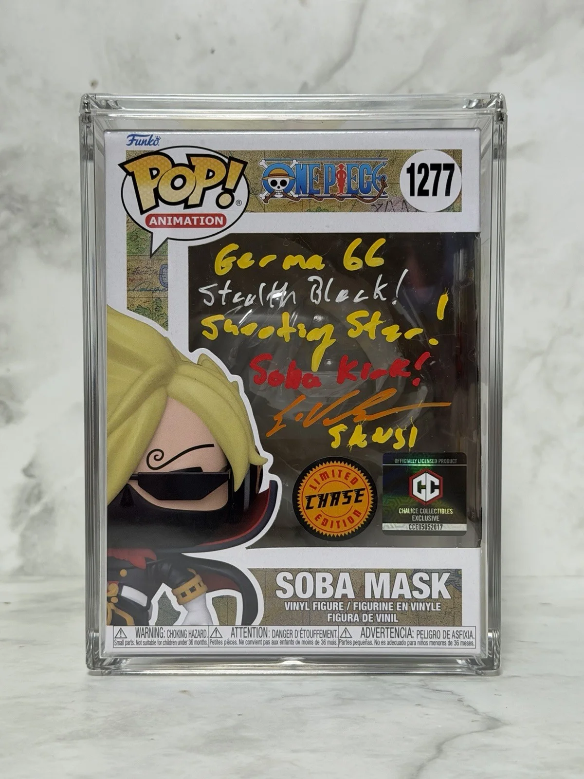Eric Vale — Funko Pop! One Piece Soba Mask Chase Signed #1277 with Custom Art + Insert, image 2