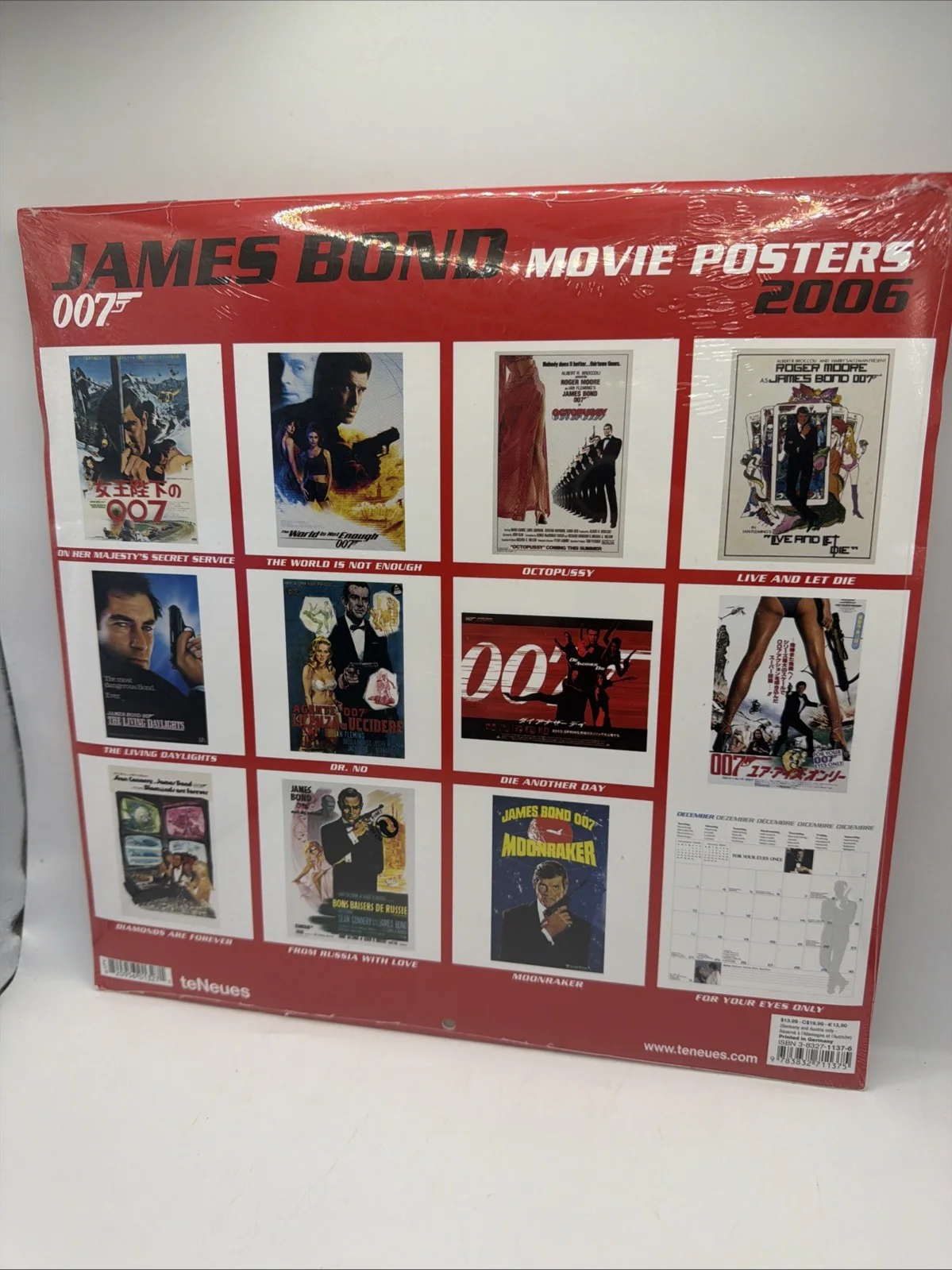 James Bond Movie Posters 2006 Calendar Sean Connery Ian Fleming 007 Sealed, image 2