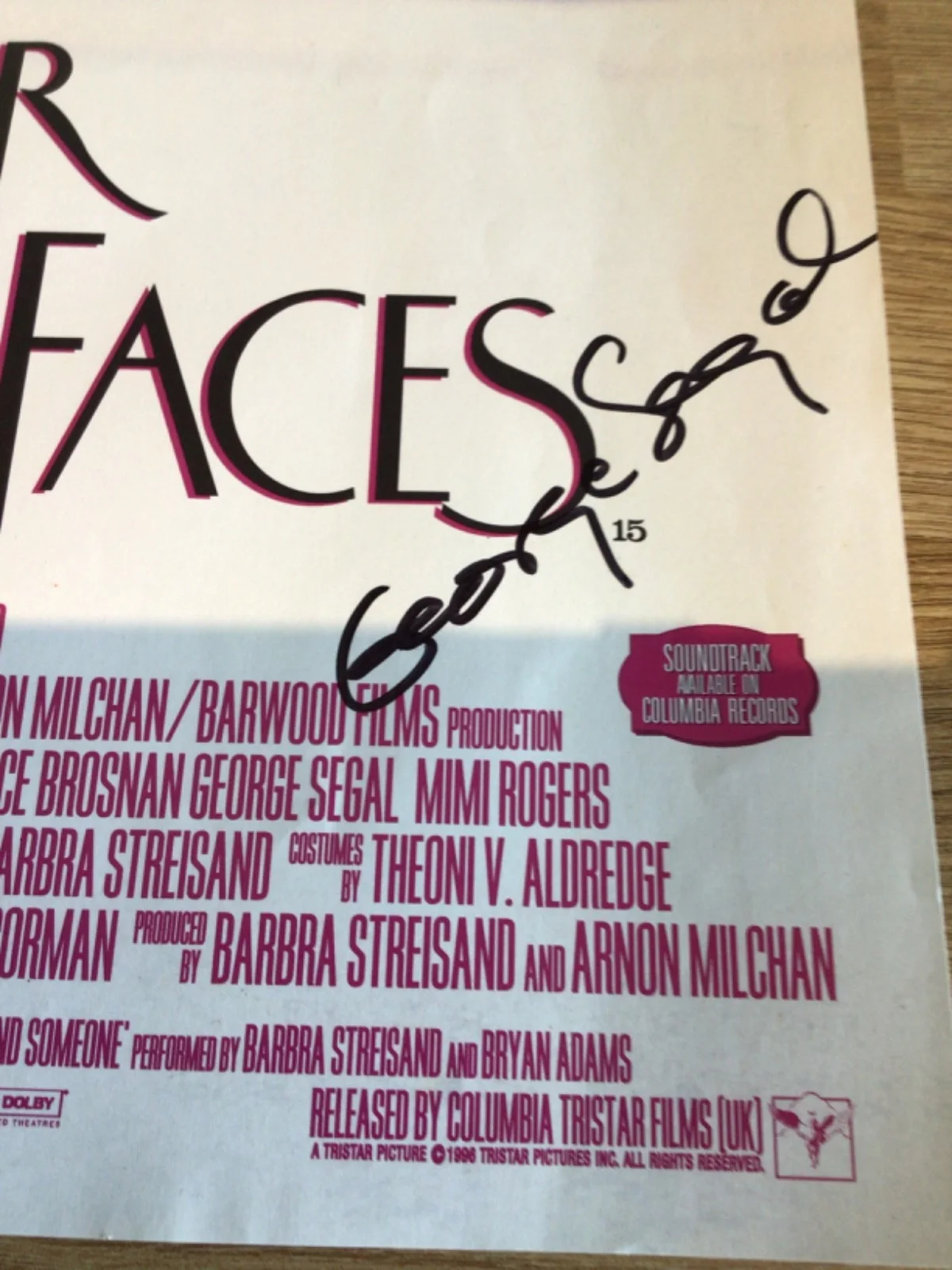 🎥 Genuine - Signed GEORGE SEGAL - Streisand’s The Mirror Has Two Faces Poster, изображение 3