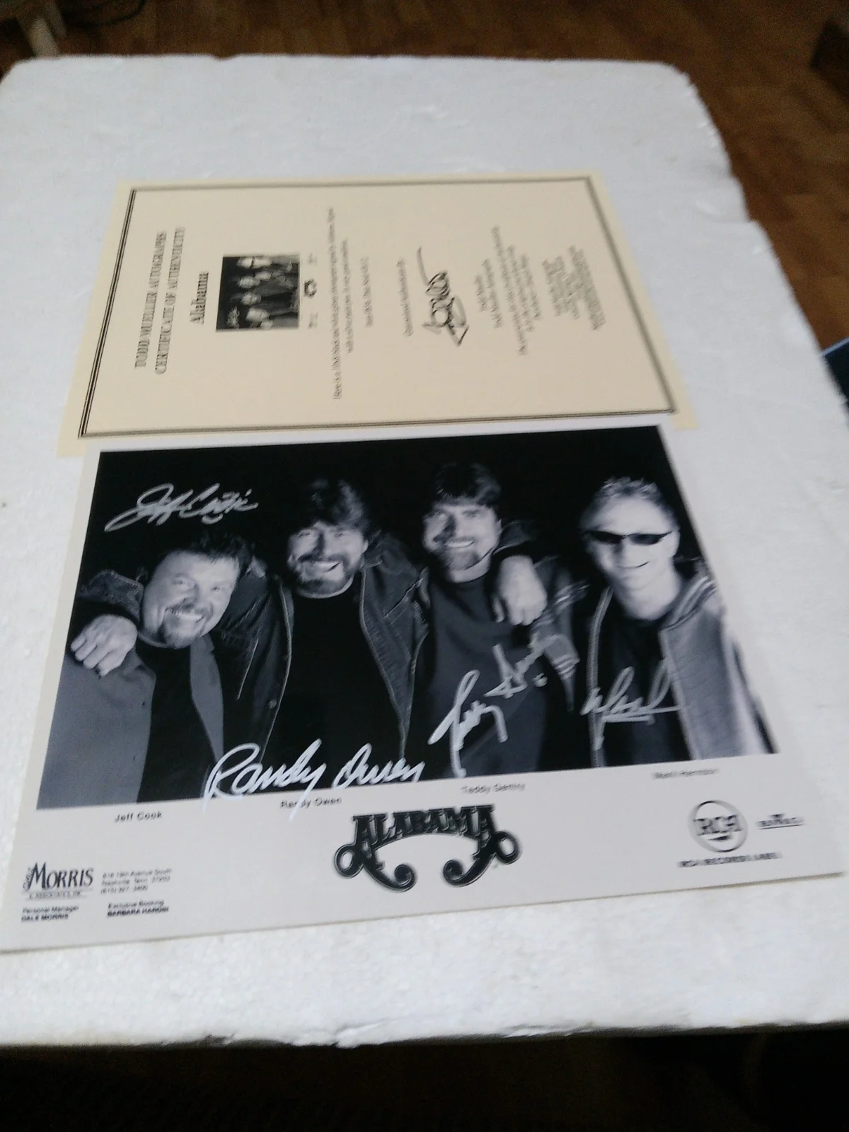 Autographed 8x10 The Band ALABAMA Todd Mueller Certificate Of Authentication, image 3