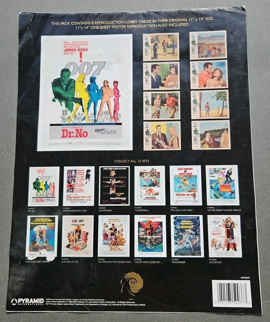 James Bond 007 - DR. NO; Reproduction Lobby Cards; 11" x 14" incl poster, изображение 2