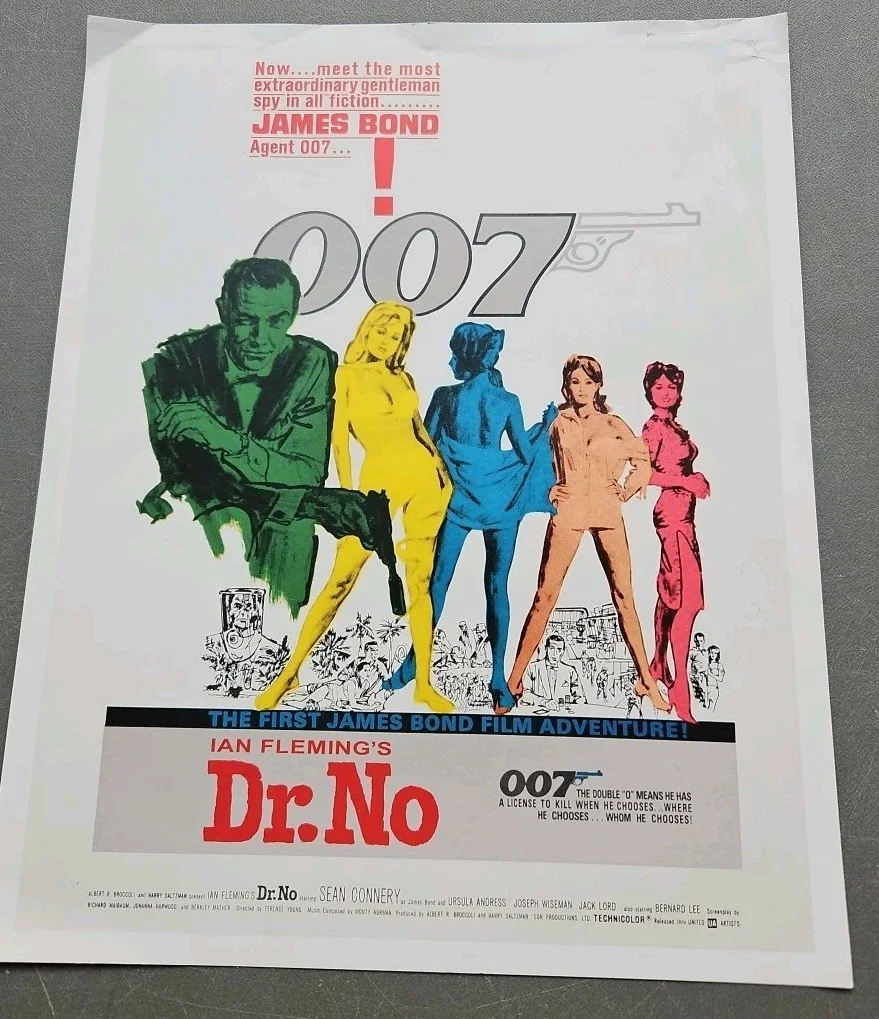 James Bond 007 - DR. NO; Reproduction Lobby Cards; 11" x 14" incl poster, изображение 4