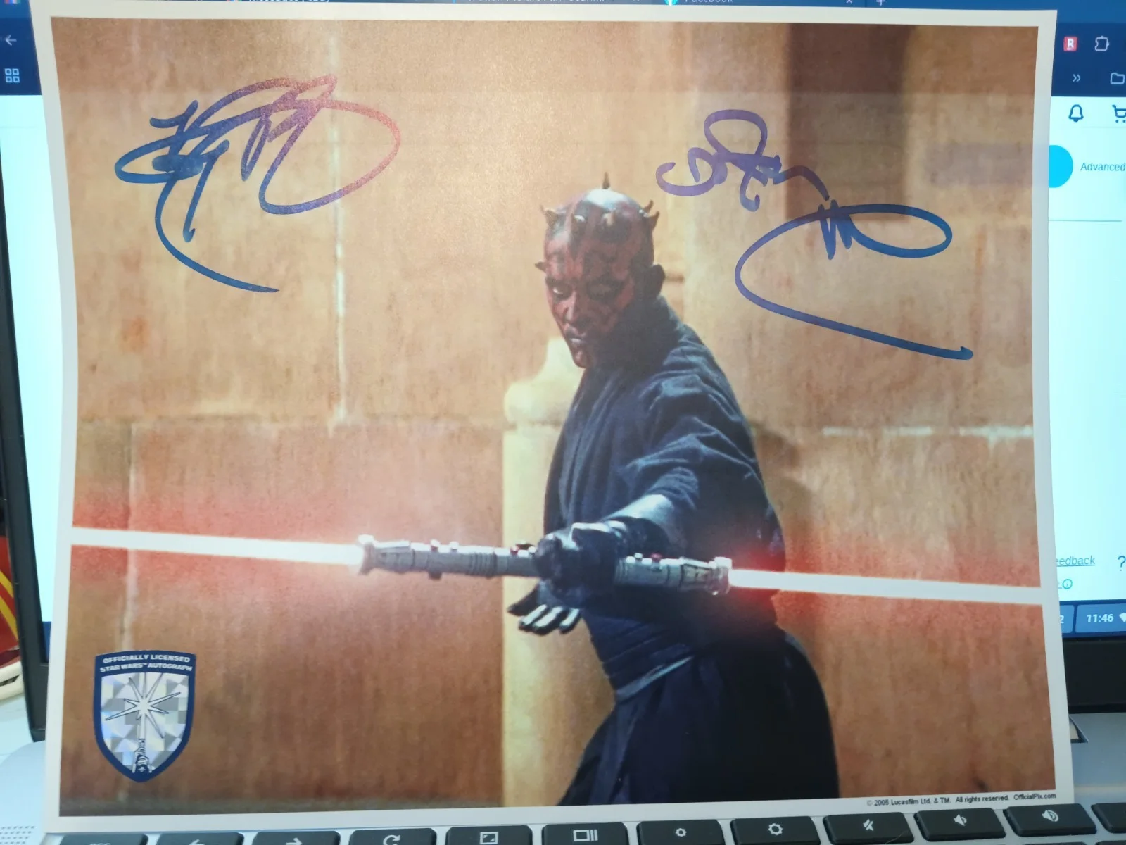 RAY PARK — Ray Park Signed Darth Maul Official Star Wars Auto & Photo Phantom Menace, изображение 3