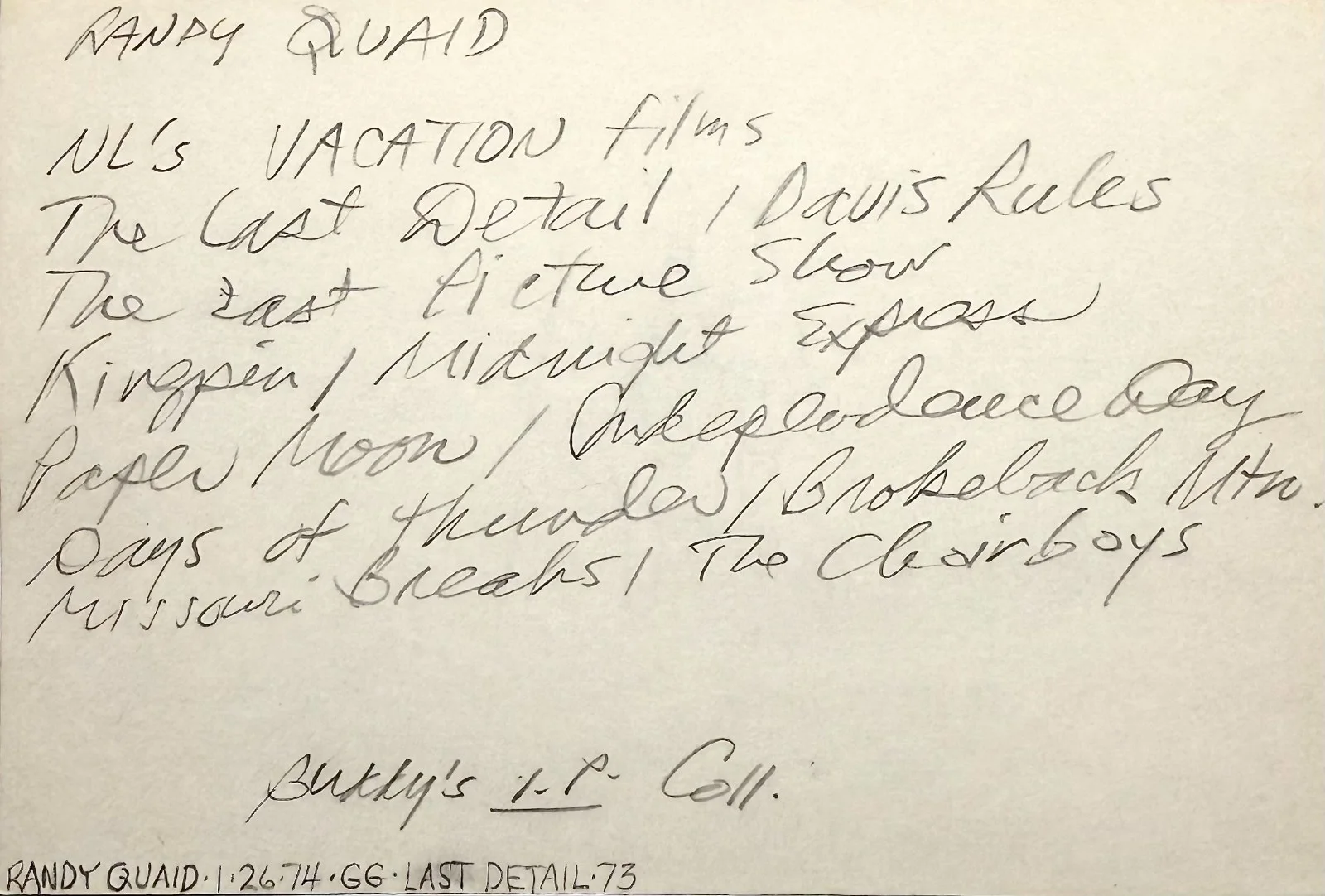 Randy Quaid — RANDY QUAID Signed Autograph 4x6 INDEX CARD National Lampoon's Vacation KINGPIN, image 4
