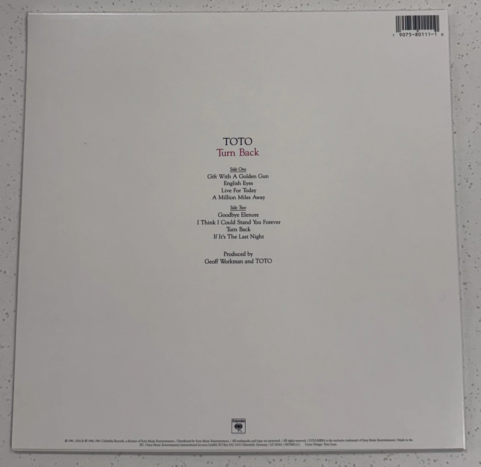 Toto Steve Lukather Autographed Turn Back Vinyl Record Album W/PROOF, image 3