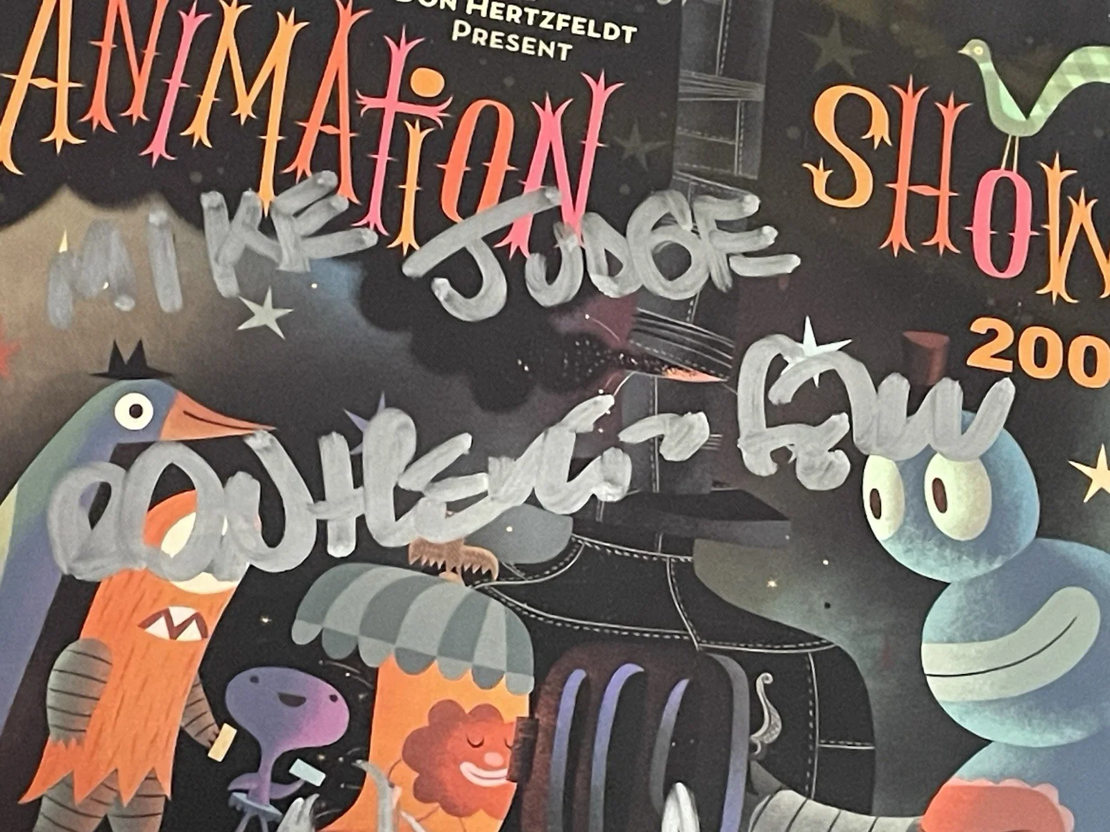 Mike Judge, Don Hertzfeldt — Mike Judge Don Hertzfeldt Signed The Animation Show Concert Poster JSA Beavis, image 4