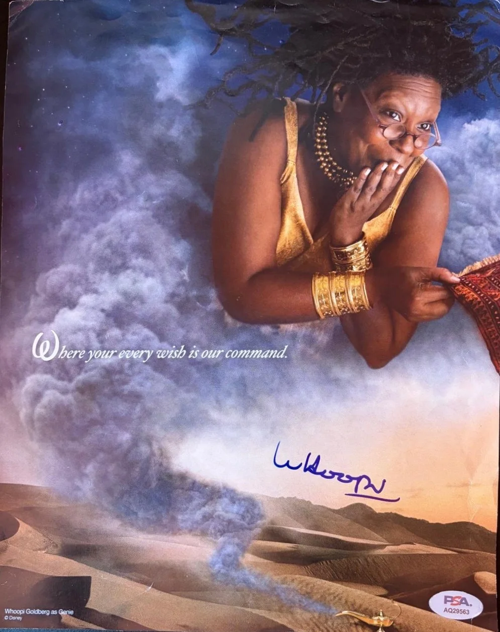 Whoopi Goldberg — WHOOPI GOLDBERG SIGNED AUTOGRAPHED MAGAZINE PAGE BROADWAY ALADDIN PSA COA C