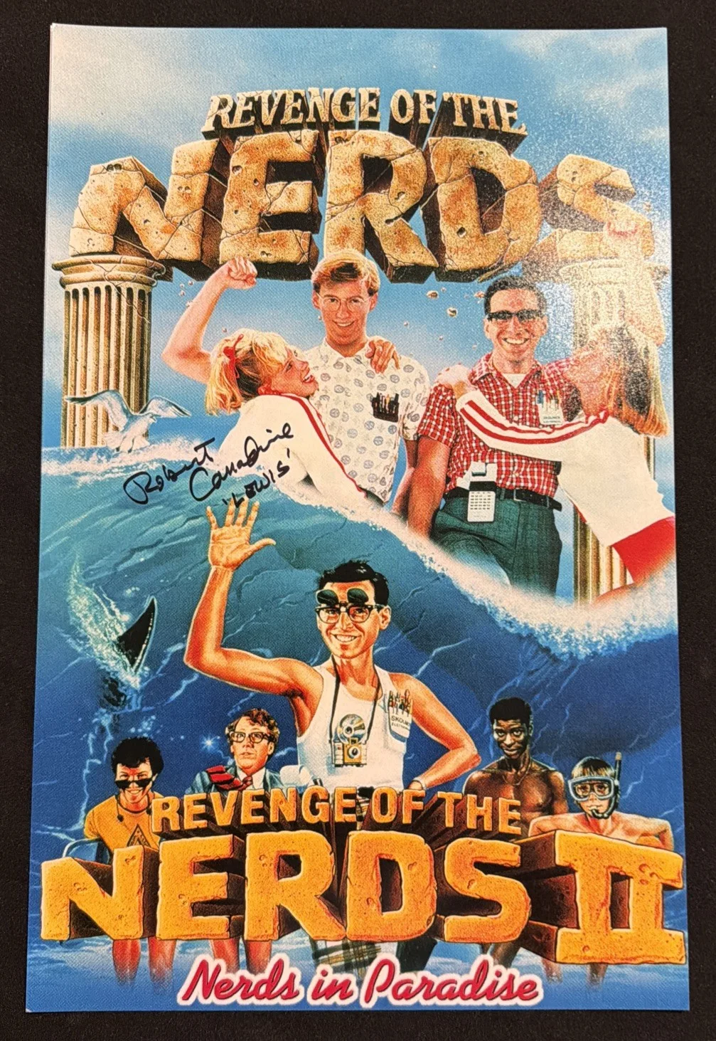 Robert Carradine — ROBERT CARRADINE REVENGE OF THE NERDS 11x17 MINI MOVIE POSTER “LEWIS” INSCRIP.