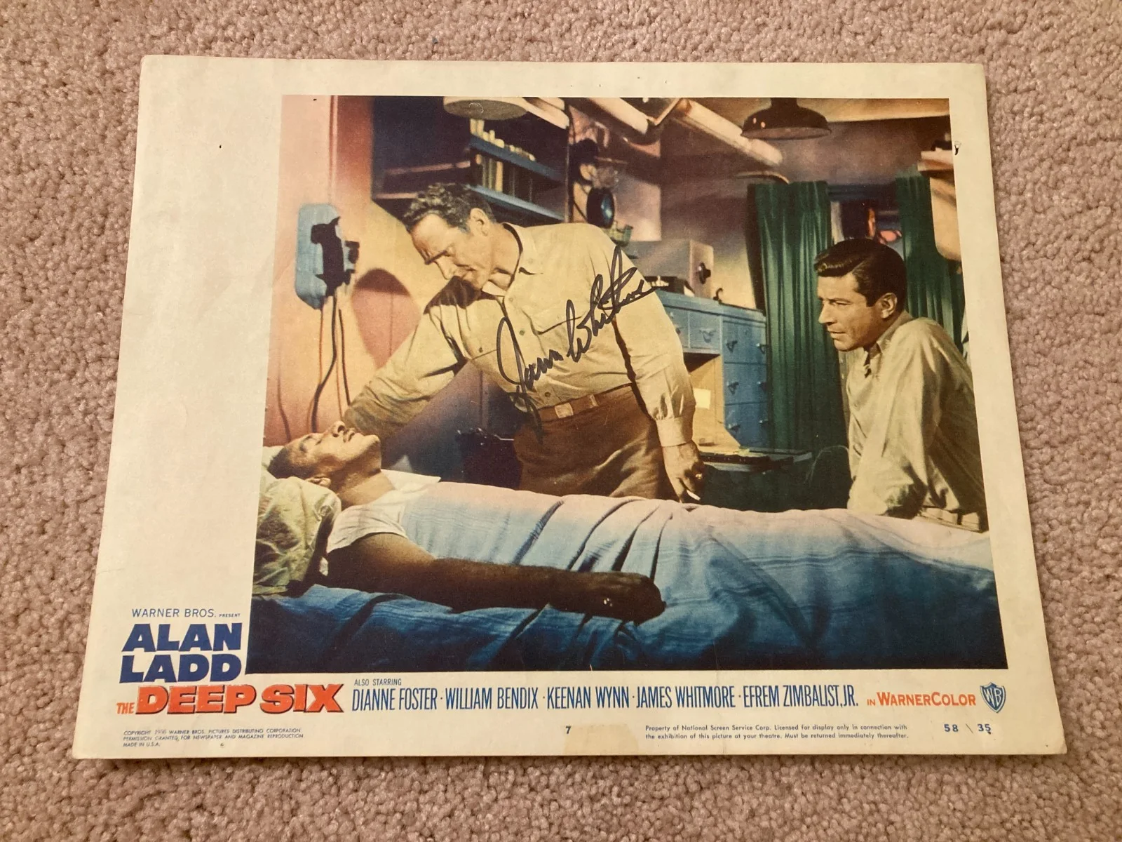 James Whitmore — James Whitmore Signed Autographed 11x14 Lobby Card The Deep Six Van Eaton COA