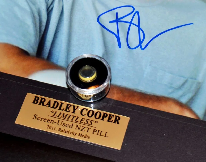 LIMITLESS Signed BRADLEY COOPER Autograph, Screen-Used PROP NZT PILL, COA, Frame, image 5