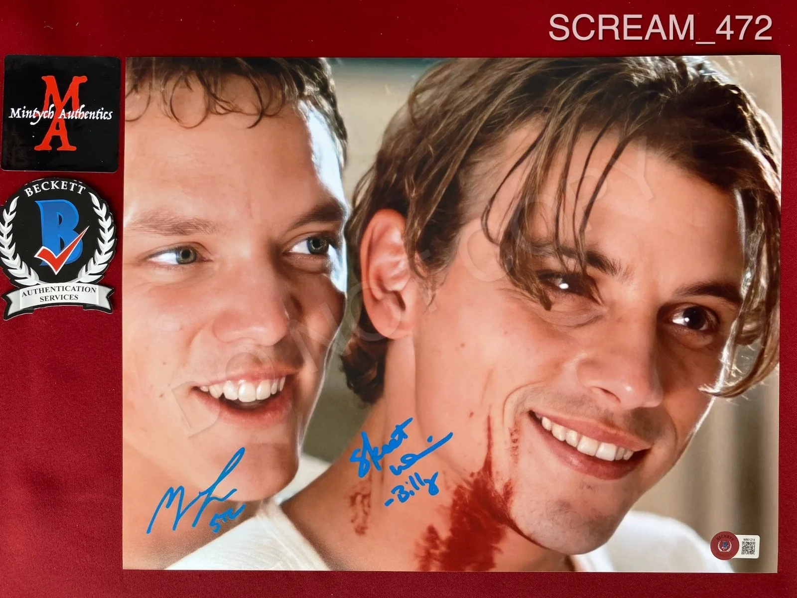 Skeet Ulrich & Matthew Lillard — Skeet Ulrich & Matthew Lillard Scream dual signed 11x14 photo Beckett COA Horror