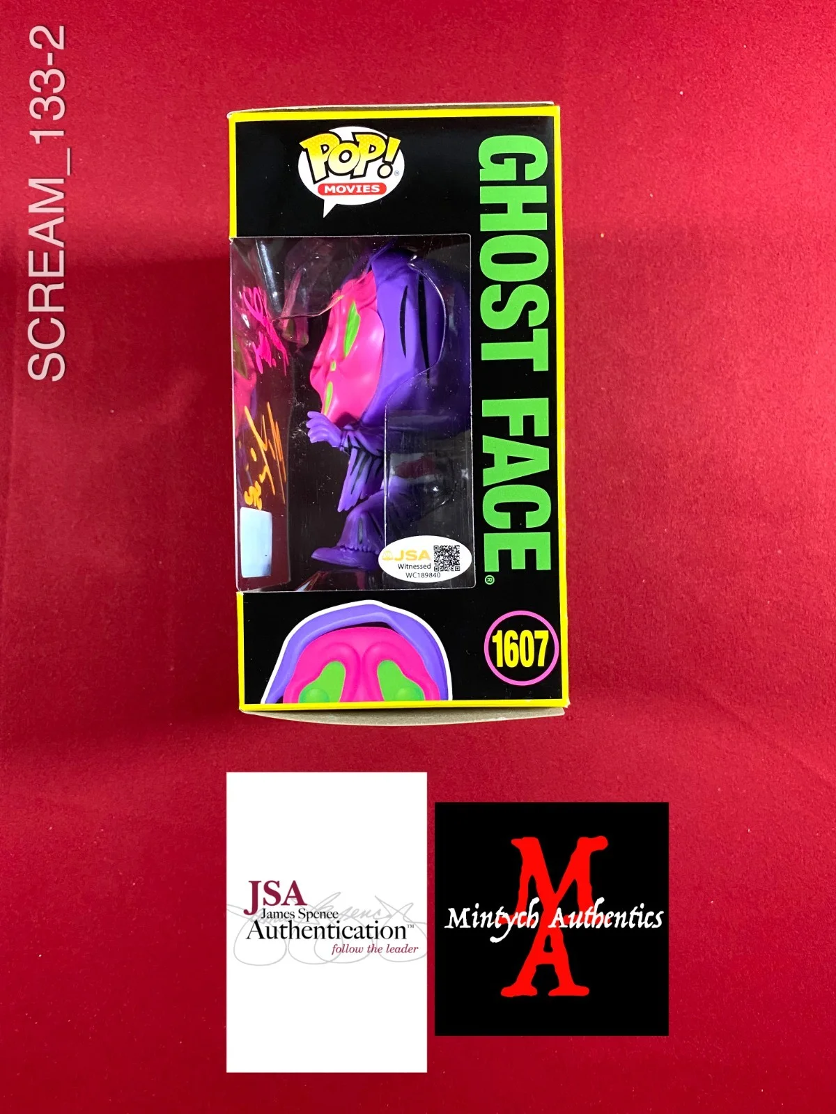 Skeet Ulrich Matthew Lillard — Matthew Lillard Skeet Ulrich dual signed Ghostface Blacklight Funko Pop #1607, изображение 2