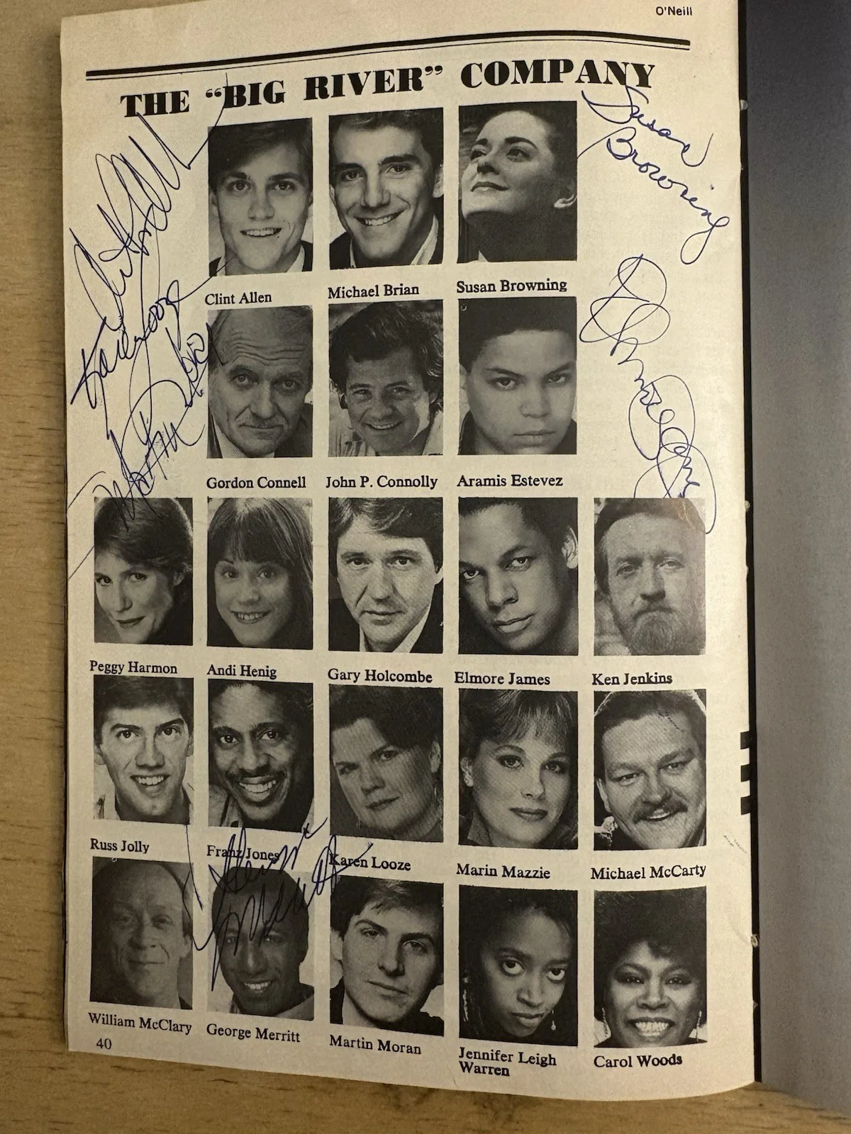 Susan Browning, Karen Looze, Frank Jones — SIGNED (6 signatures) Big River Playbill Eugene O'Neill Theatre 1985-86, изображение 2