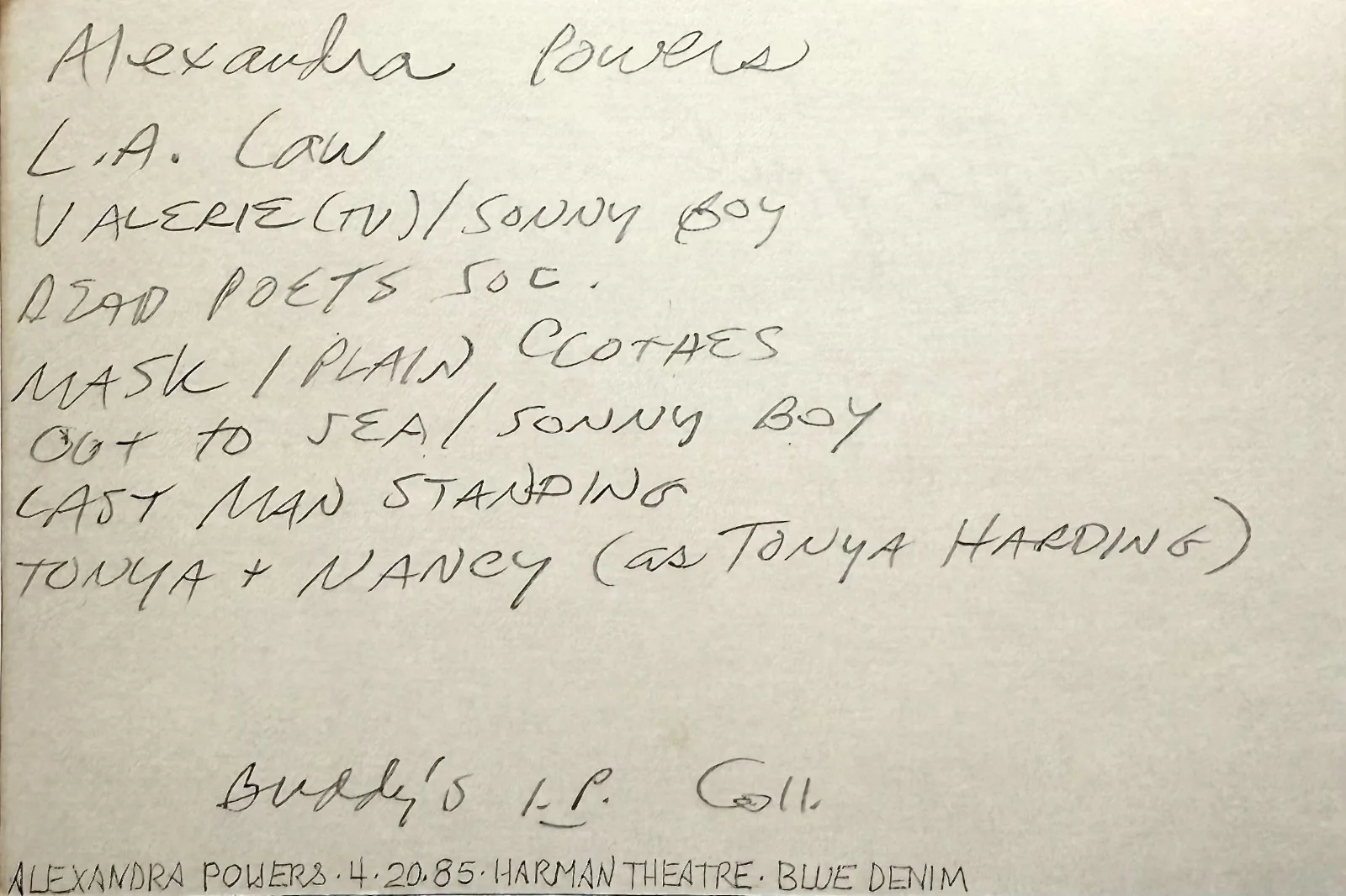 Alexandra Powers — ALEXANDRA POWERS Autographed Signed 4x6 INDEX CARD Dead Poets Society RISING SUN, изображение 2