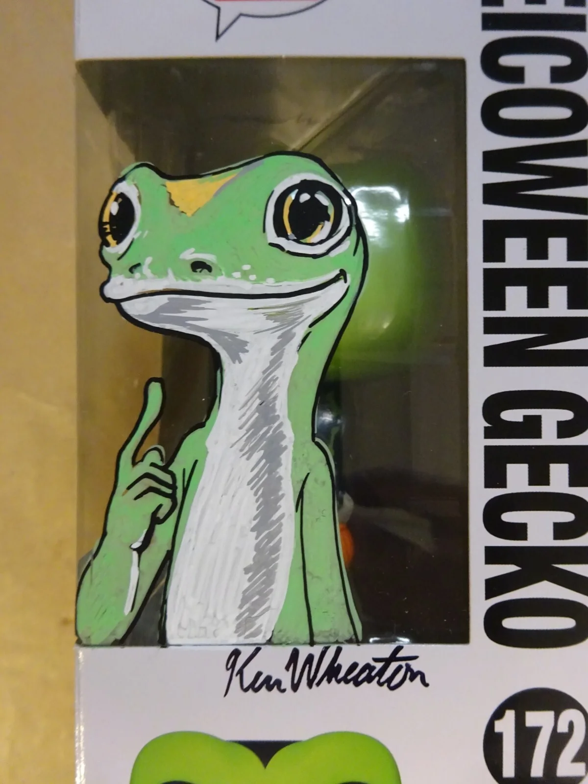 Ken Wheaton — Ken Wheaton Signed & Sketched Geico Geicoween Gecko Funko Pop JSA COA, image 4