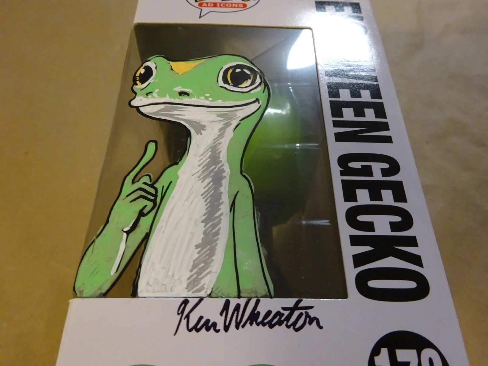 Ken Wheaton — Ken Wheaton Signed & Sketched Geico Geicoween Gecko Funko Pop JSA COA, image 5
