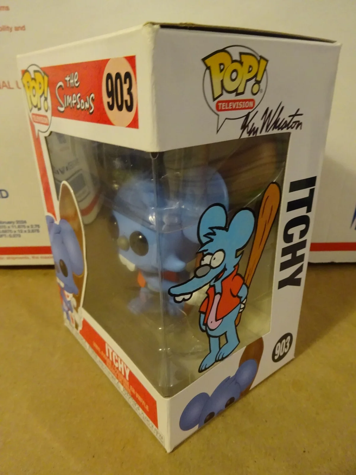 Ken Wheaton — Ken Wheaton Signed & Sketched The Simpsons Itchy Funko Pop JSA COA, изображение 2