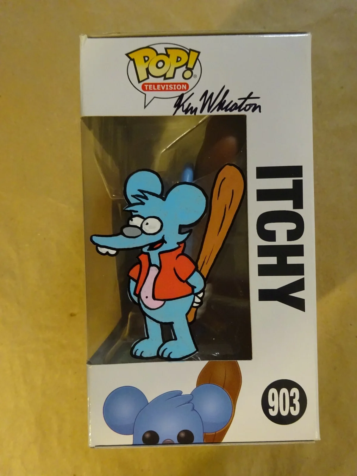 Ken Wheaton — Ken Wheaton Signed & Sketched The Simpsons Itchy Funko Pop JSA COA, изображение 3