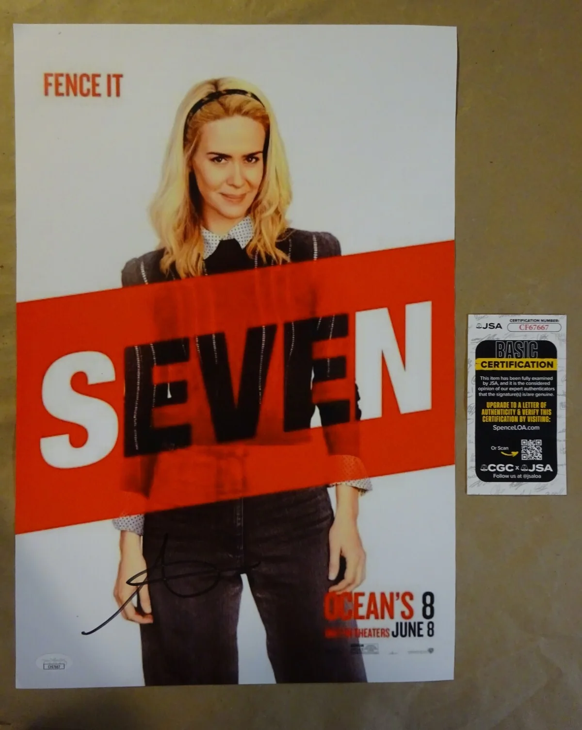 Sarah Paulson — Signed Sarah Paulson Autographed Ocean's Eight 12"x18" Photo JSA COA