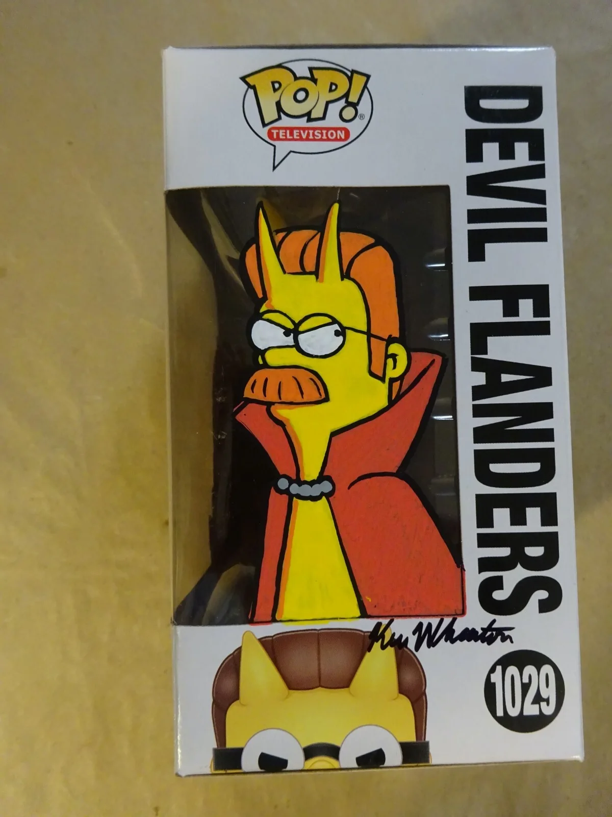 Ken Wheaton — Ken Wheaton Signed & Sketched The Simpsons Devil Flanders Funko Pop JSA COA, image 3