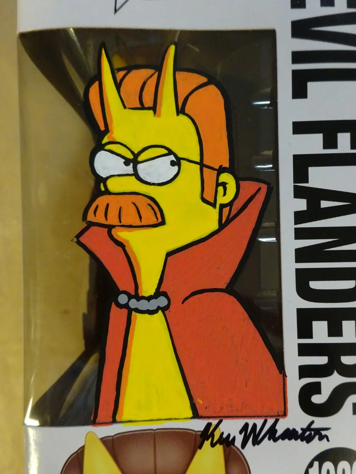 Ken Wheaton — Ken Wheaton Signed & Sketched The Simpsons Devil Flanders Funko Pop JSA COA, image 4