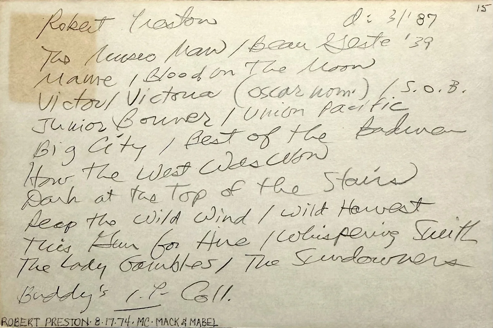 Robert Preston — ROBERT PRESTON Signed Autograph 4x6 INDEX CARD The Music Man This Gun For Hire, изображение 2
