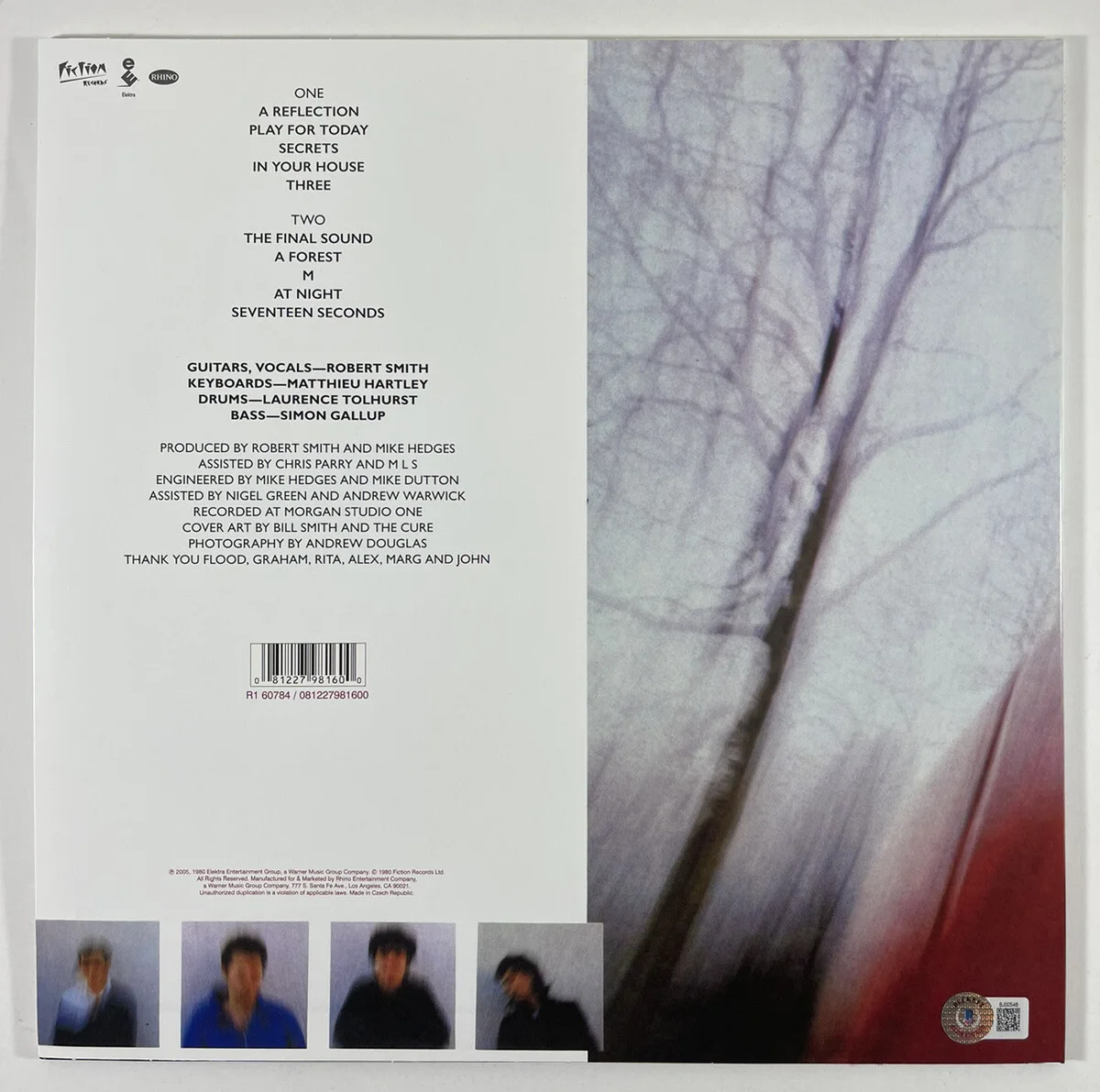 ROBERT SMITH SIGNED AUTOGRAPHED THE CURE SEVENTEEN SECONDS VINYL ALBUM BAS COA, изображение 2