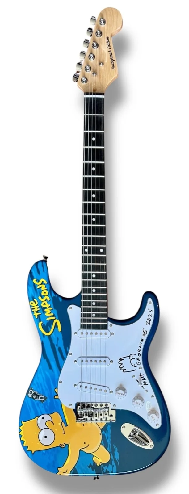 Matt Groening — Matt Groening Signed Guitar Custom Graphics JSA COA The Simpsons Bart Sketch!!, image 3