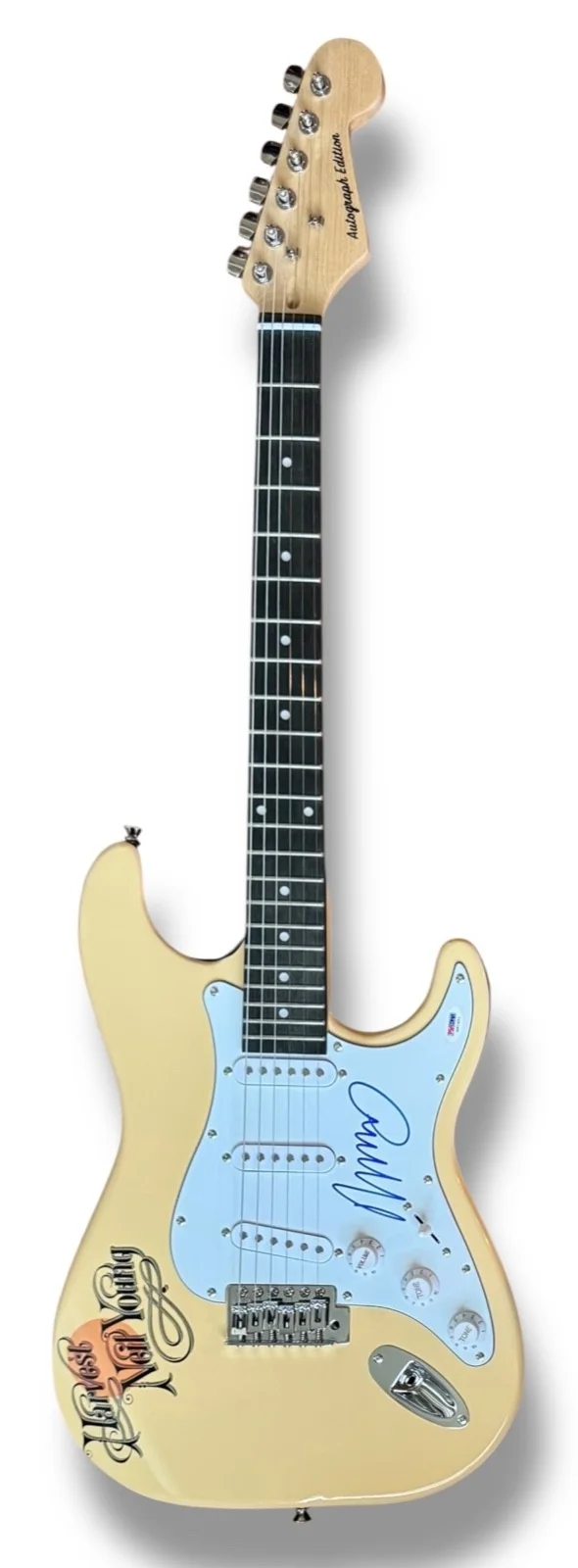 Neil Young Signed Guitar Custom Graphics PSA/DNA COA Harvest Old Man, image 3