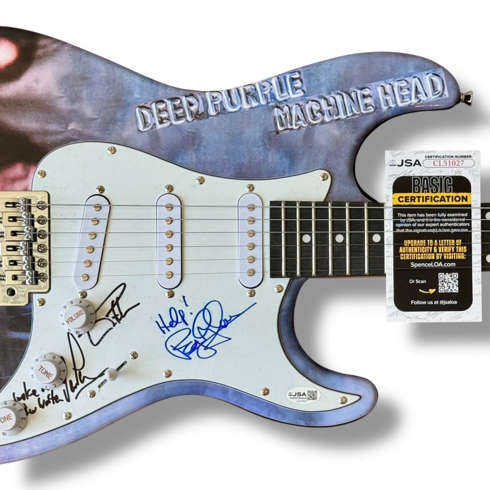 Deep Purple Signed Guitar Custom JSA COA Ian Gillan Roger Glover Ian Paice, изображение 2