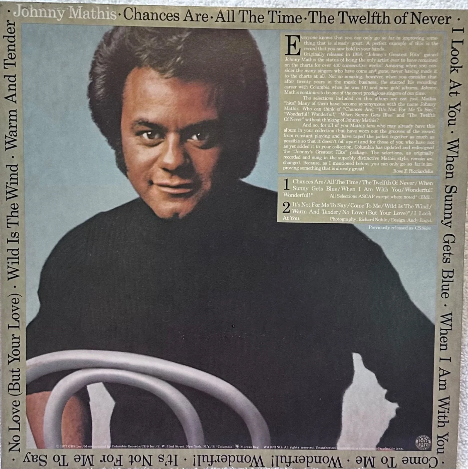 Johnny Mathis - 'Johnny’s Greatest Hits' Vinyl (1958), image 2