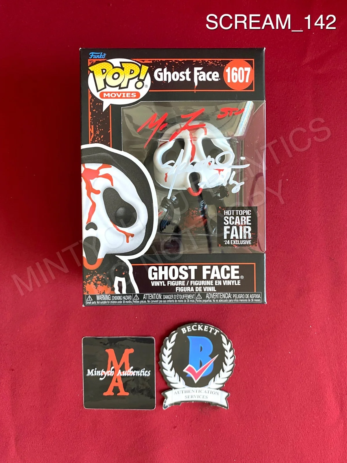 Matthew Lillard & Skeet Ulrich — Skeet Ulrich & Matthew Lillard signed Ghostface Hot Topic Scare Funko Pop #1607