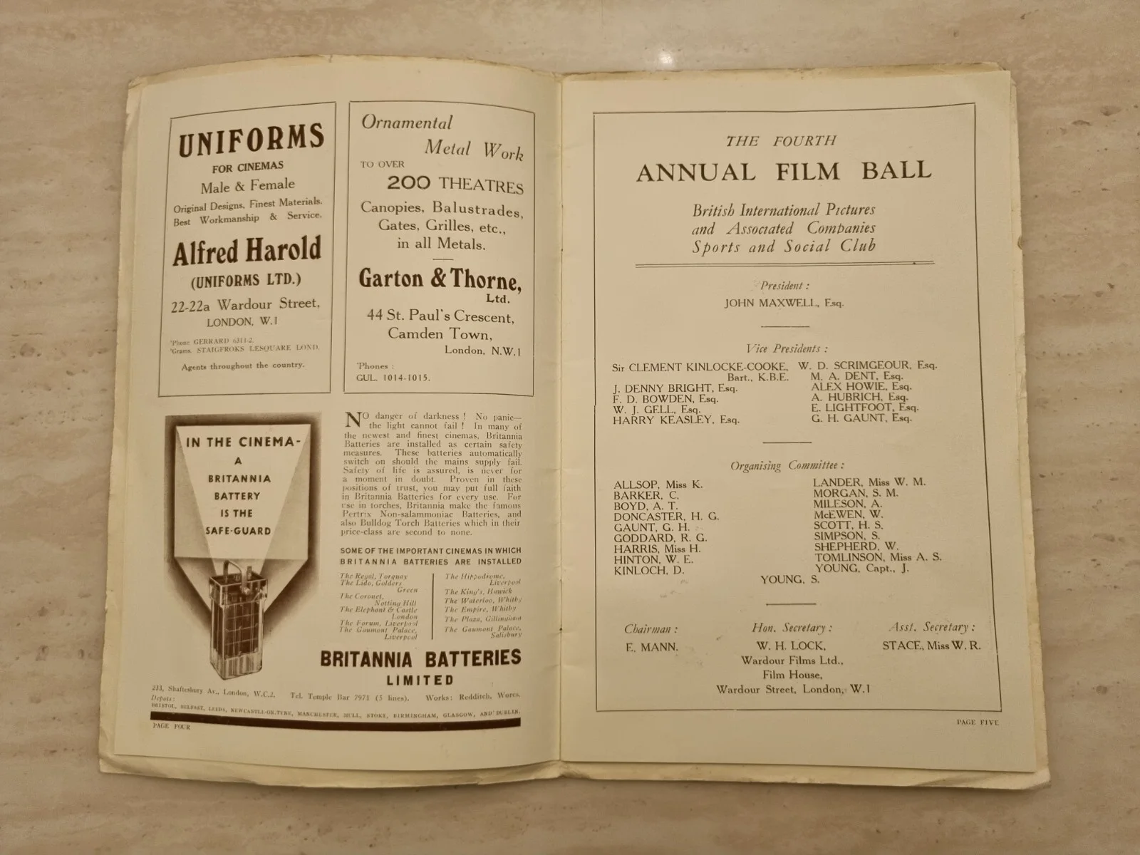Fourth Annual Film Ball - Royal Albert Hall 22nd November 1933, изображение 4