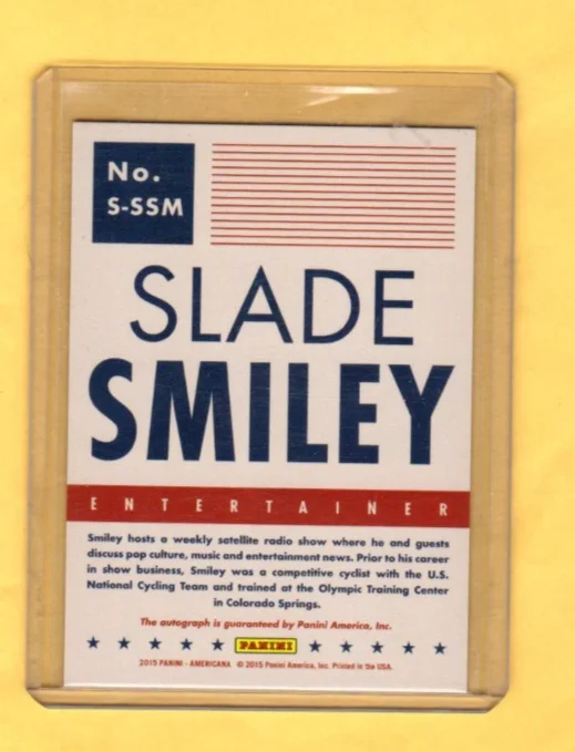 SLADE SMILEY — SLADE SMILEY 2015 PANINI AMERICA AUTOGRAPH CARD, image 2