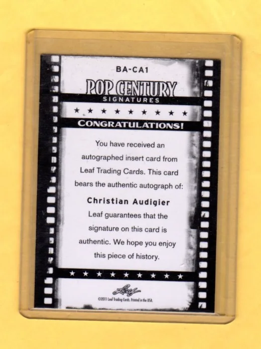 CHRISTIAN AUDIGIER — CHRISTIAN AUDIGIER 2011 Leaf Metal Pop Century AUTOGRAPH CARD, image 2