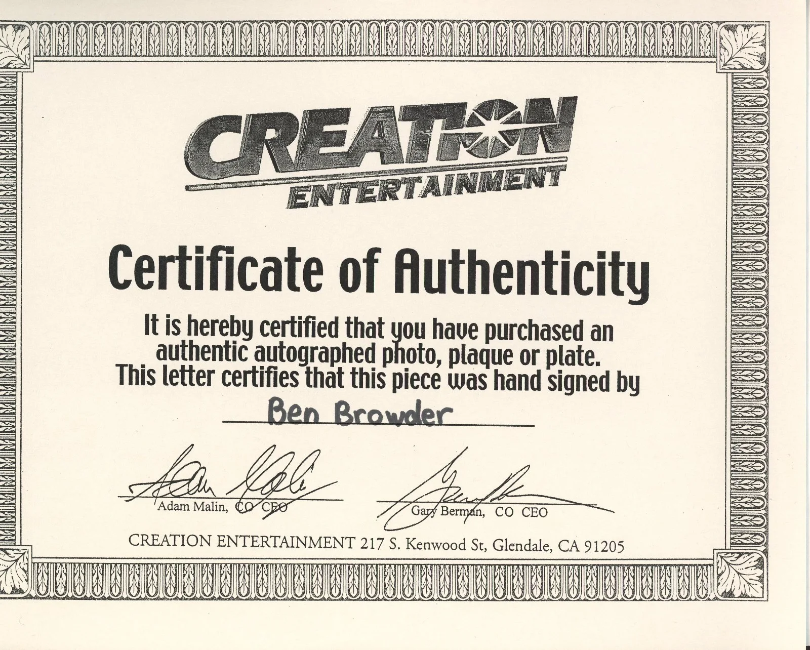 Ben Browder — Farscape Peacekeeper Wars - Autograph Ben Browder Signed 8x10 Photo with COA, изображение 2