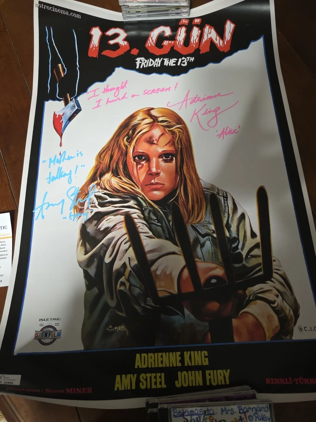 Amy Steel — Friday The 13th Part 2 Signed Turkish Horror Movie Poster Actress Amy Steel King
