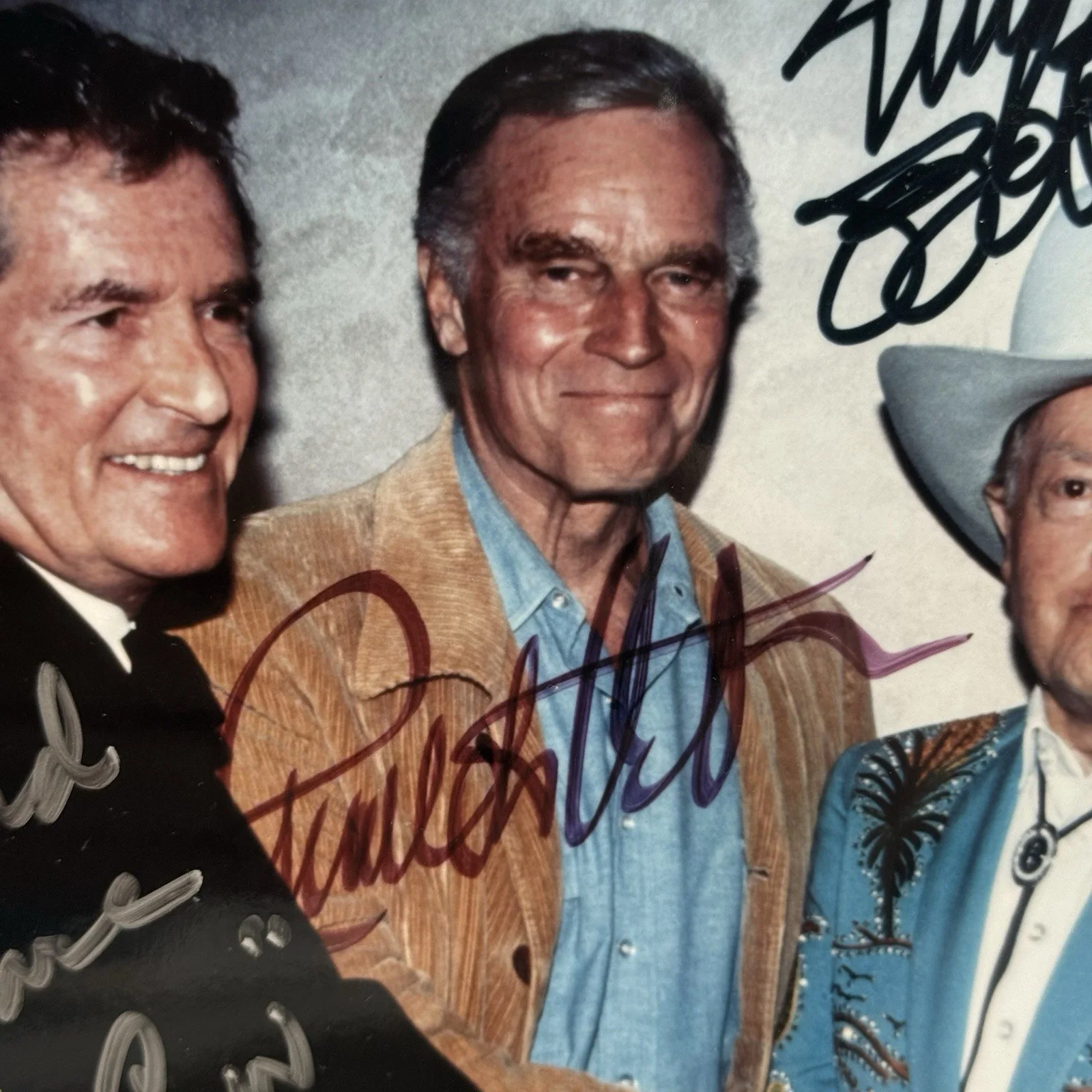 Hugh O’brian, Charlton Heston, Bob Hope, Jimmy Stewart — COWBOY ACTORS Autographed Hugh O’Brian, Charlton Heston, Bob Hope, Jimmy Stewart, изображение 3