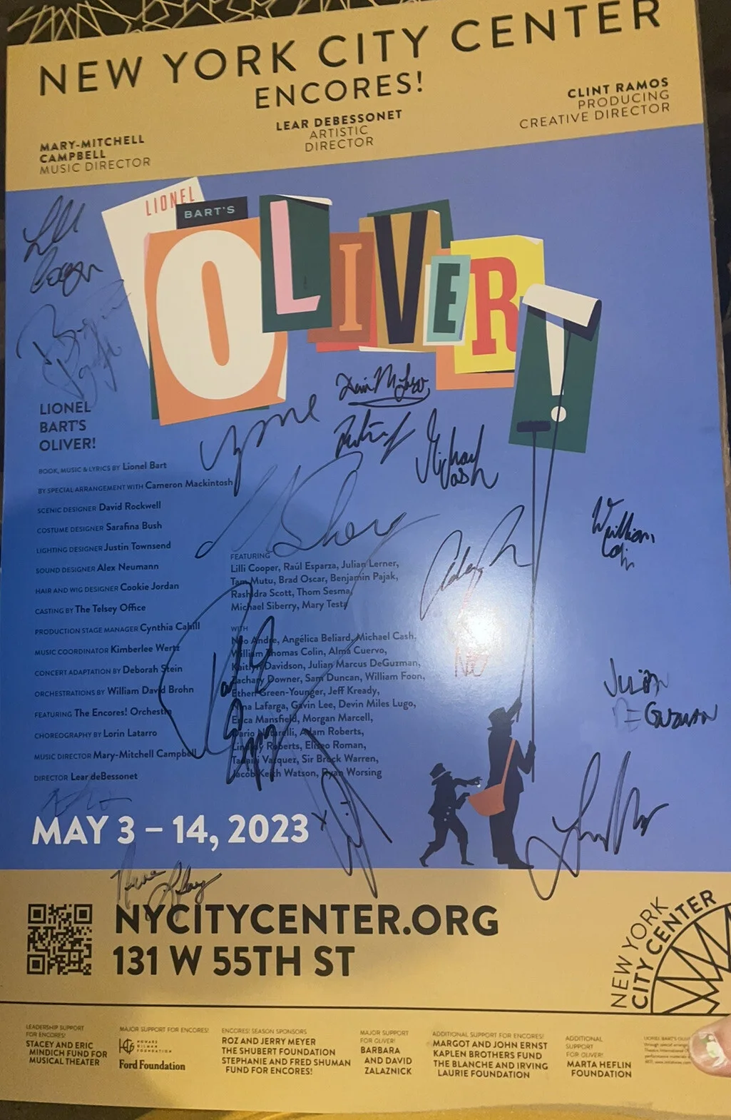 RARE! ESPARZA Oliver! Broadway Musical City Center Cast Signed Broadway Poster, image 2