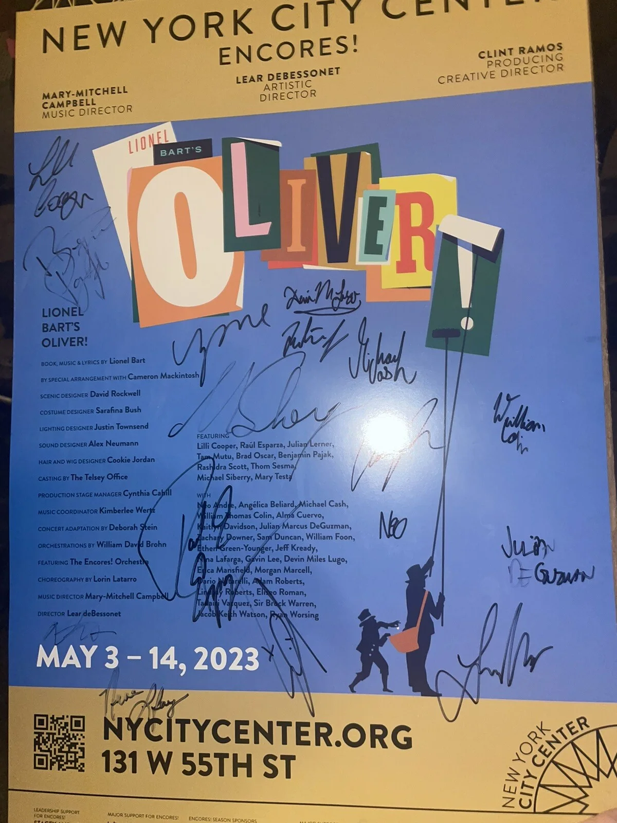 RARE! ESPARZA Oliver! Broadway Musical City Center Cast Signed Broadway Poster, image 3
