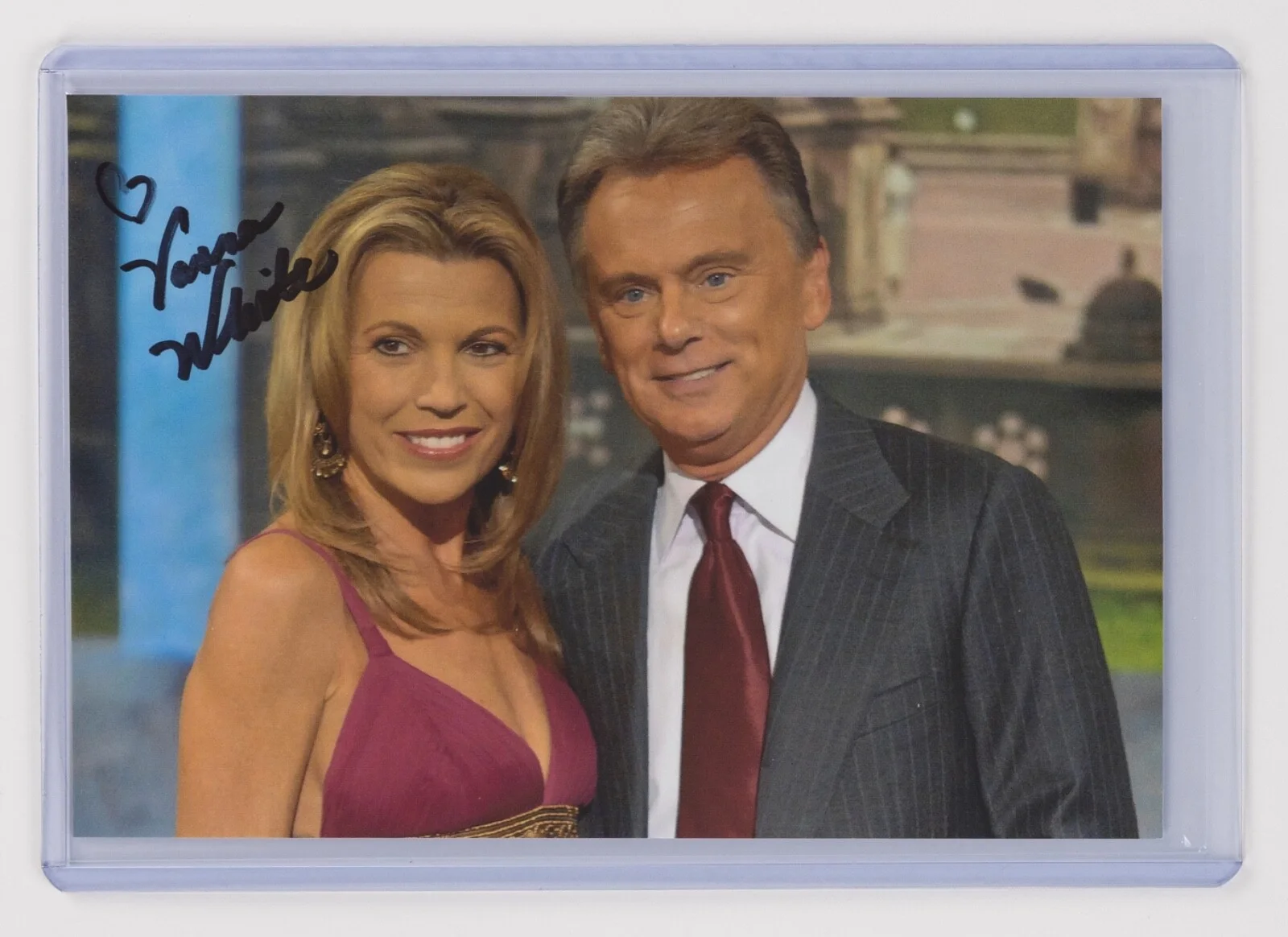 Vanna White — Vanna White Signed 4x6 Photo w/ Pat Sajack - Wheel of Fortune