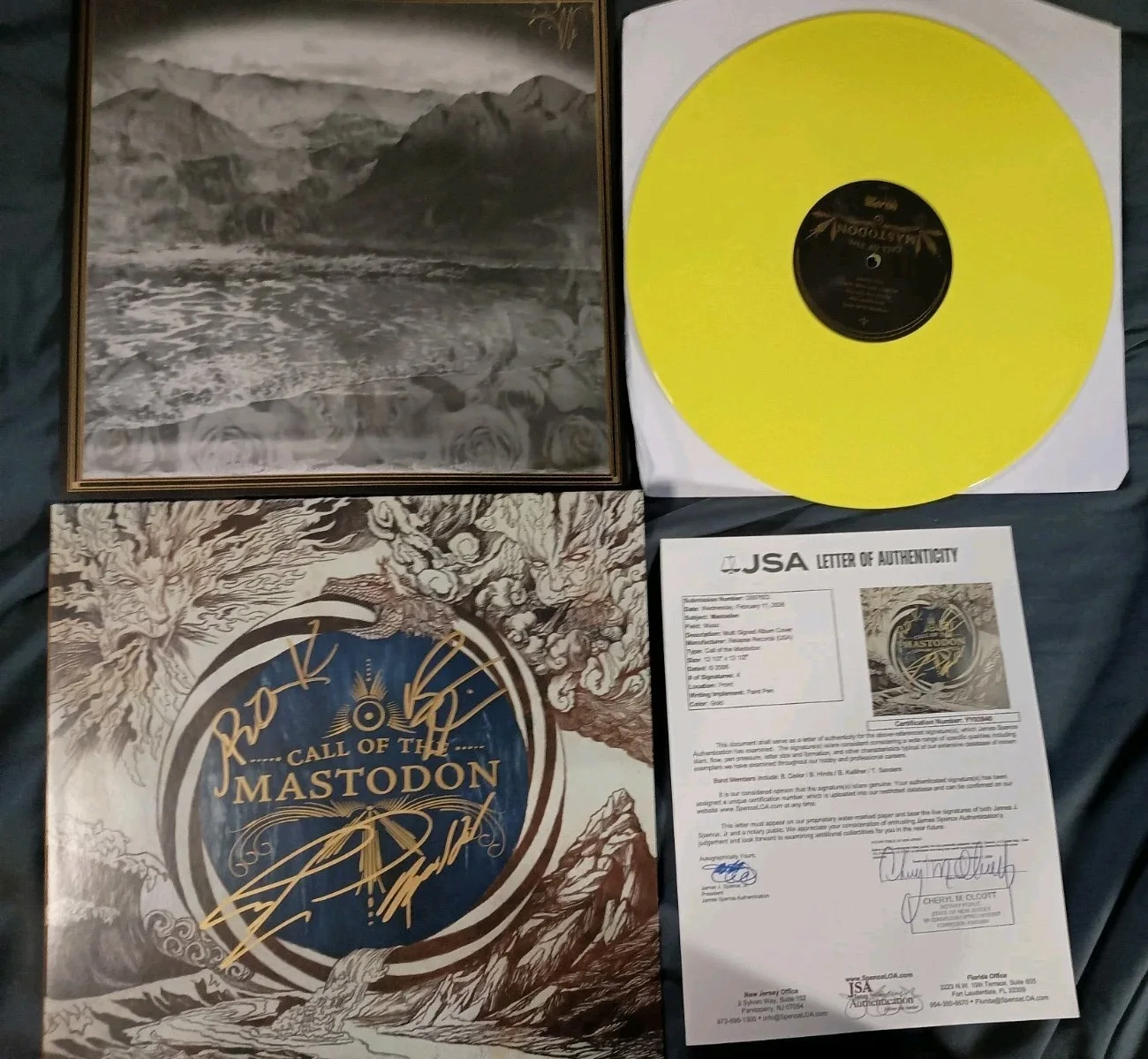 Mastodon SIGNED Call Of The Mastodon 12" Yellow Vinyl Album Brent Hinds JSA COA, изображение 2