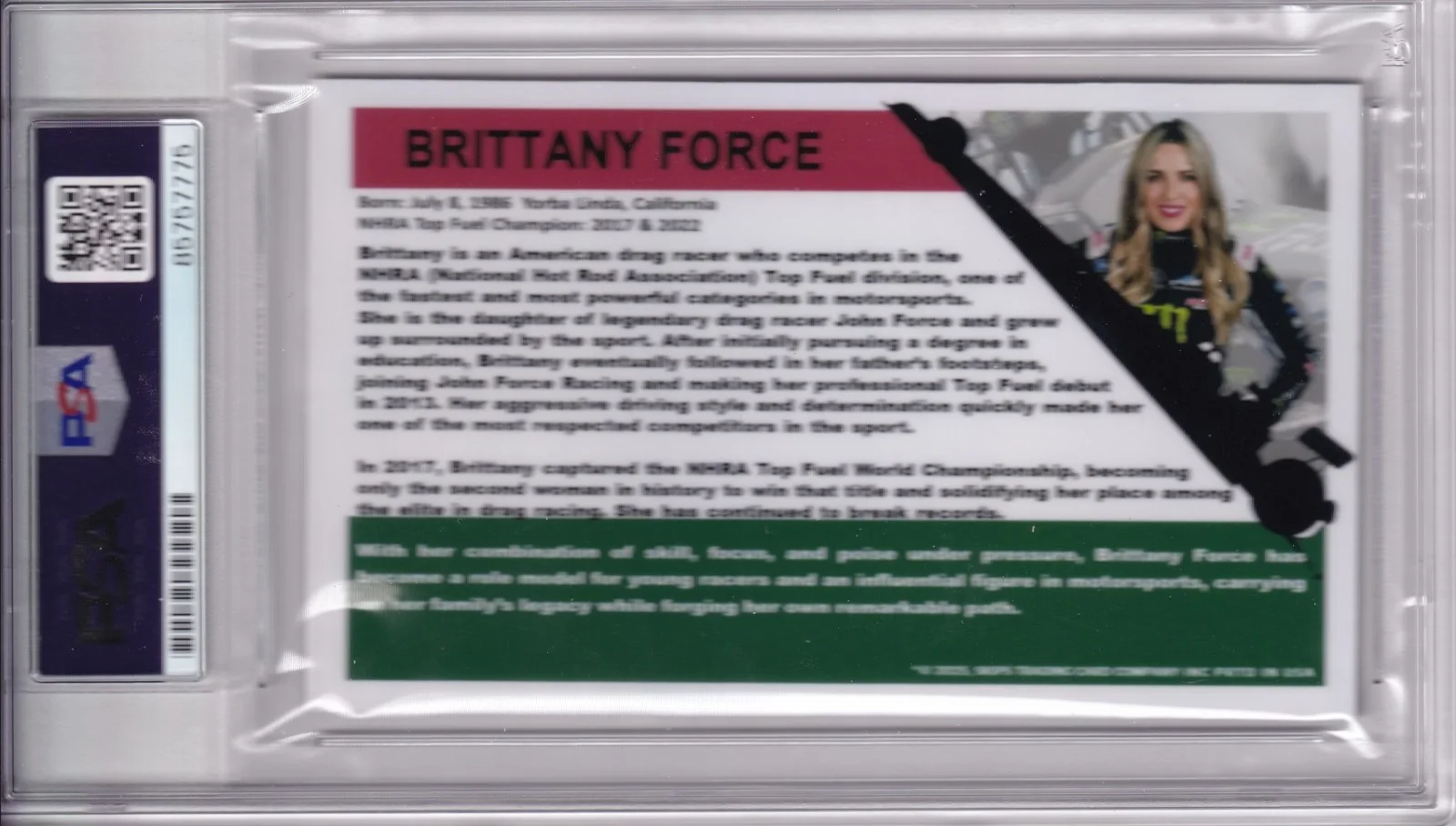 Brittany Force — Brittany Force CASTROL GTX NHRA signed autograph card PSA DNA, image 2