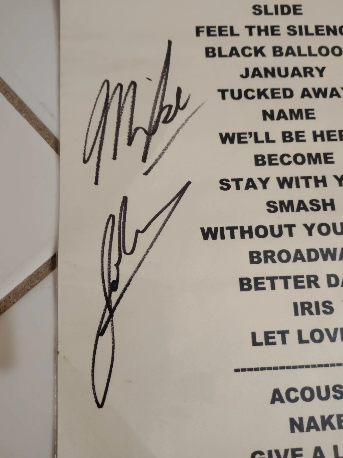 Goo Goo Dolls Autographed Signed Set List 2007 - All 3 Members John, Robby, Mike, изображение 2